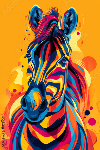 Colorful Cartoon Zebra in vivid colors