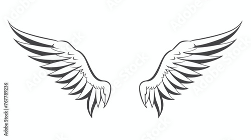 Wings symbol line illustration wing logo drawing on white