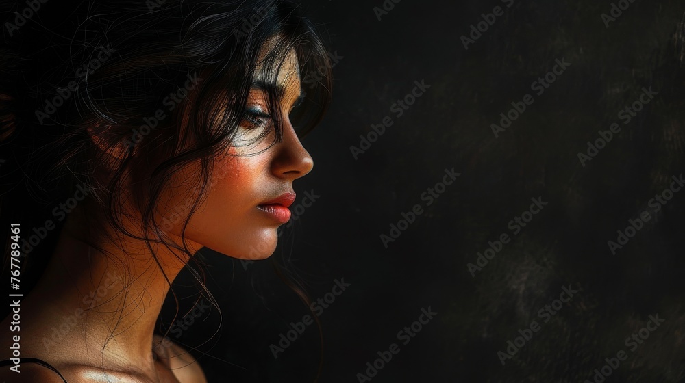 beautiful lady woman fine art with black background