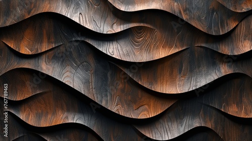 Wood art background Abstract closeup of detailed organic black brown wooden waving waves wall texture banner wall, overlapping layers Dark wood texture background surface with old natural pattern photo