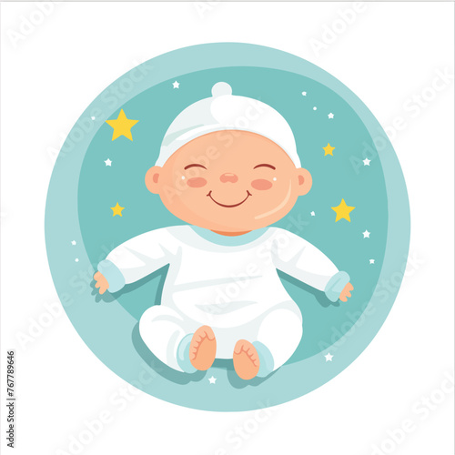 Newborn baby flat icon. cartoon vector illustration