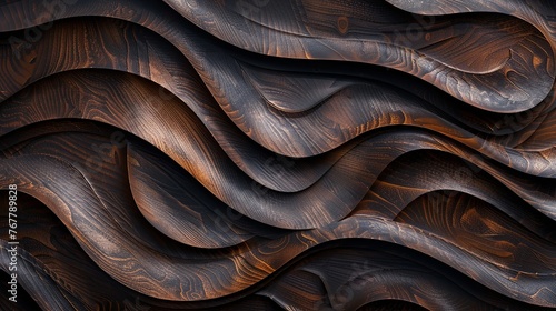 Wood art background Abstract closeup of detailed organic black brown wooden waving waves wall texture banner wall, overlapping layers Dark wood texture background surface with old natural pattern