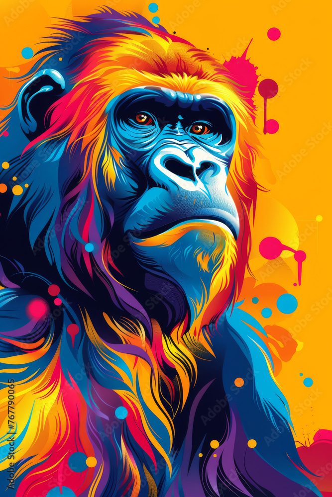 Colorful Cartoon Gorilla in vivid colors