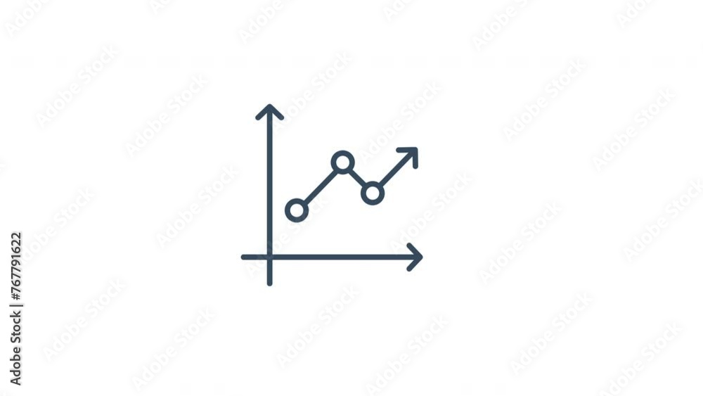 animation graph line icon. Icon depicting a line graph with three data points connected by line segments. The graph has horizontal and vertical axes with arrows indicating positive direction animation graph line icon. Icon depicting a line graph with three data points connected by line segments. The graph has horizontal and vertical axes with arrows indicating positive direction