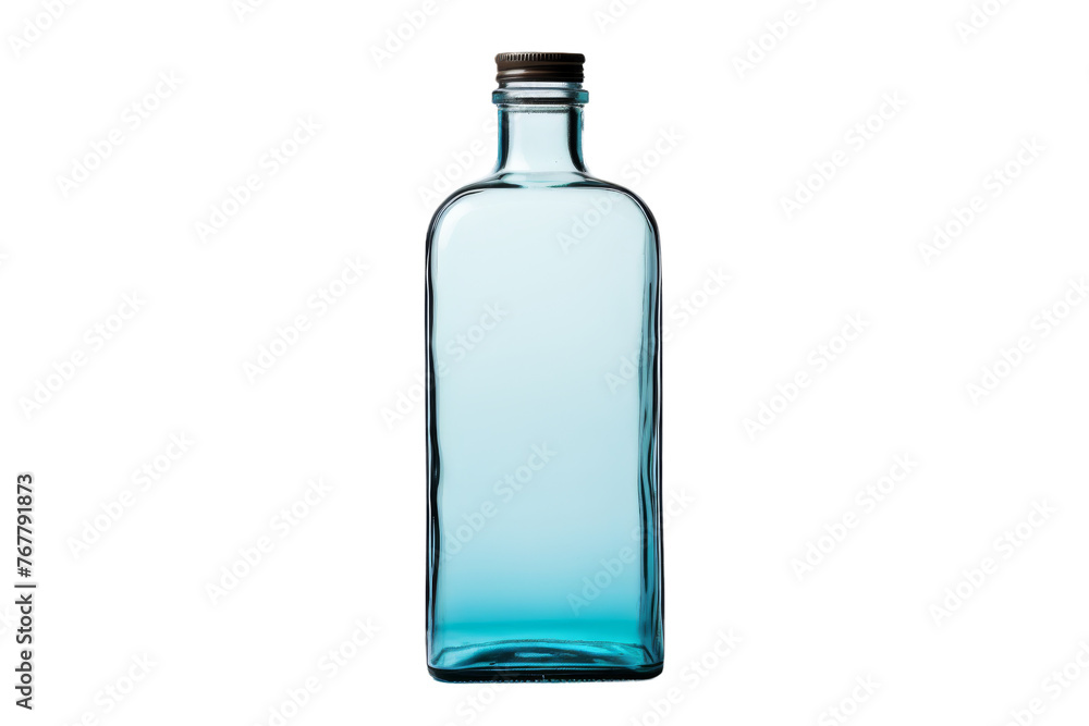 Mystical Blue Glass Bottle With Wooden Lid. On a White or Clear Surface PNG Transparent Background.