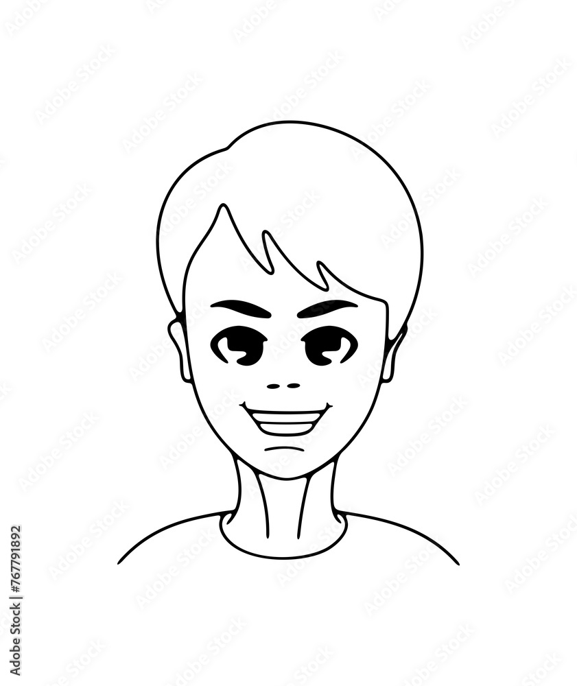 Man with emotions on their face, joy and smile, illustration Man with emotions on their face, joy and smile, illustration