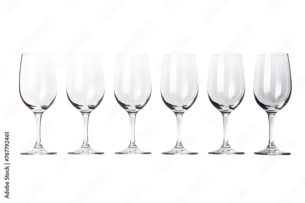 Symphony of Glass: Elegance in a Row. On a White or Clear Surface PNG Transparent Background. Symphony of Glass: Elegance in a Row. On a White or Clear Surface PNG Transparent Background.