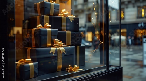 Eye-catching Black Friday marketing visuals with gift boxes. © Postproduction
