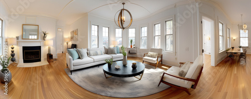 360 living room panorama interior. Modern high degree definition.