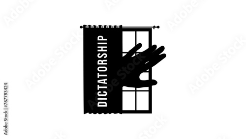 Dictatorship emblem, black isolated silhouette