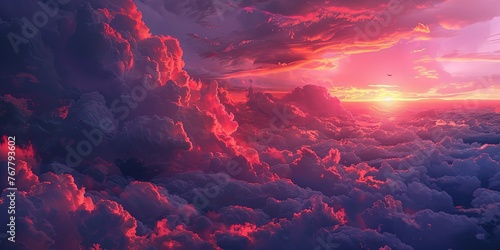 Sunset on a cloudy red sky background © Людмила
