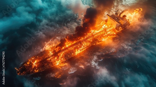 Wallpaper Mural Fire breaks out on cargo ship at sea Torontodigital.ca