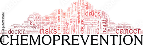 Chemoprevention word cloud conceptual design isolated on white background.