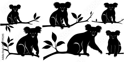 set of a koala silhouette vector illustration