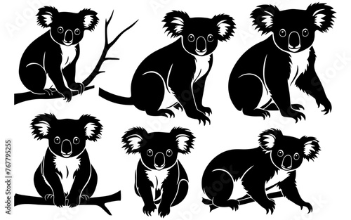 set of a koala silhouette vector illustration