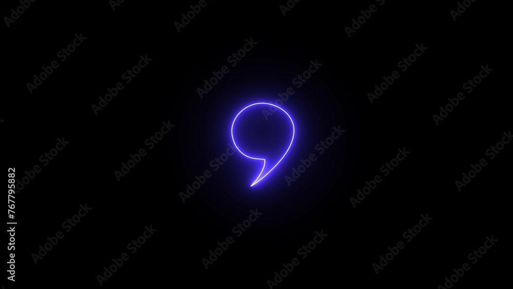 Neon light glow effect. Quote bubble line icon. Quote Marks outline, speech marks, commas. 3d Illustration. Glowing neon Quotation marks on black background. Neon light glow effect. Quote bubble line icon. Quote Marks outline, speech marks, commas. 3d Illustration. Glowing neon Quotation marks on black background.