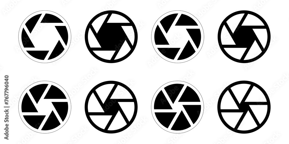 Camera shutter icons set illustration transparent background. Camera shutter icons set illustration transparent background.