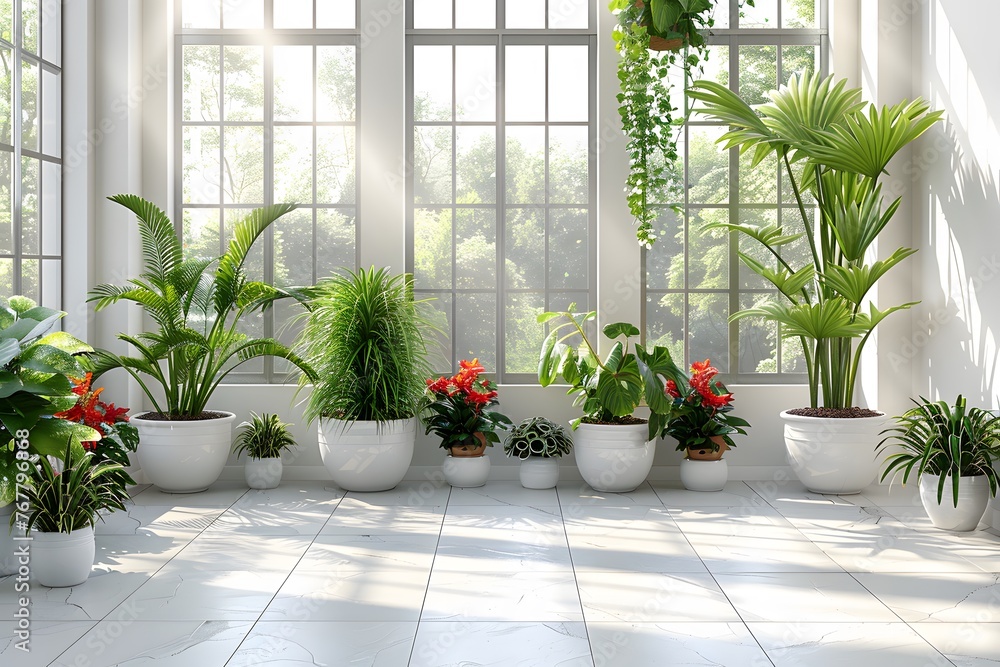 Group of Potted Plants in Front of Window