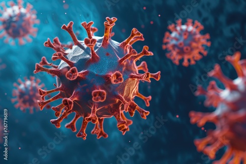 COVID 19 and related viruses in 3D images. photo