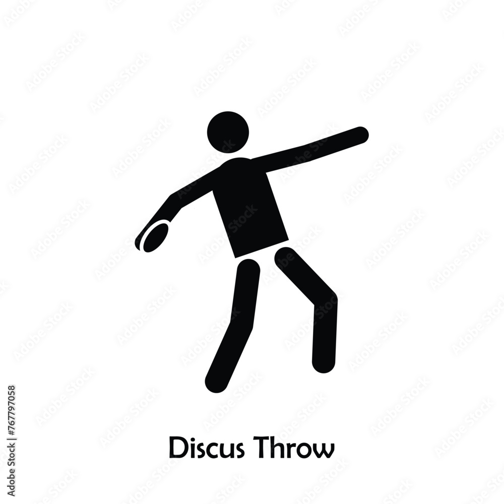 Discus Throw flat black icon vector isolated on white background. Olympic Sports. Discus Throw flat black icon vector isolated on white background. Olympic Sports.