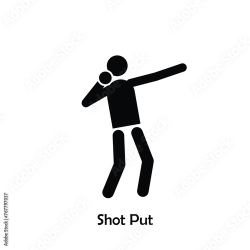 Shot Put flat black icon vector isolated on white background.  Olympic Sports.