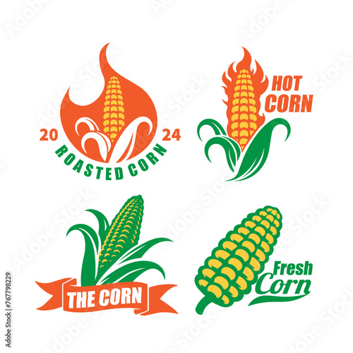 Corn roasted set logo vector graphic template