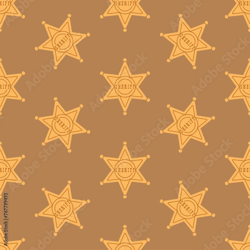 Cute Wild West Seamless Pattern With Sheriff Star