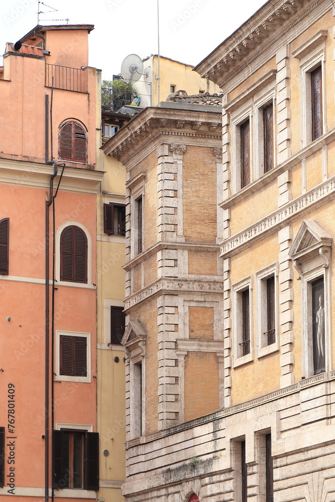 Typical Building Facades in Rome, Italy
