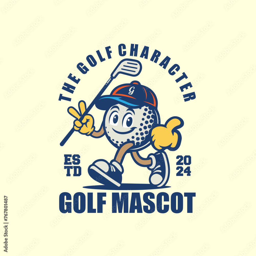 Golf mascot vintage style logo vector graphic illustration
