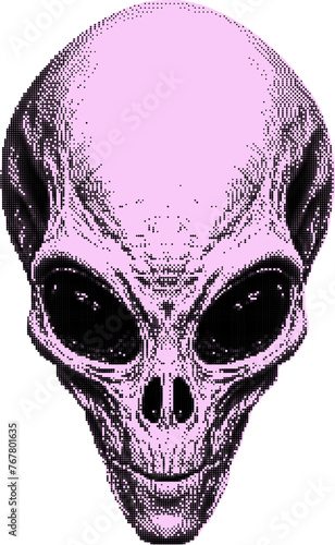 Halftone alien head vector illustration