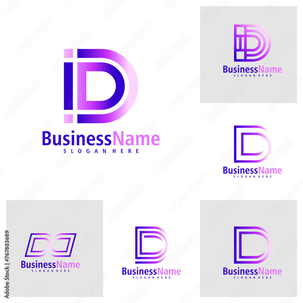 Set of Letter D logo design vector. Creative Initial D logo concepts template Set of Letter D logo design vector. Creative Initial D logo concepts template