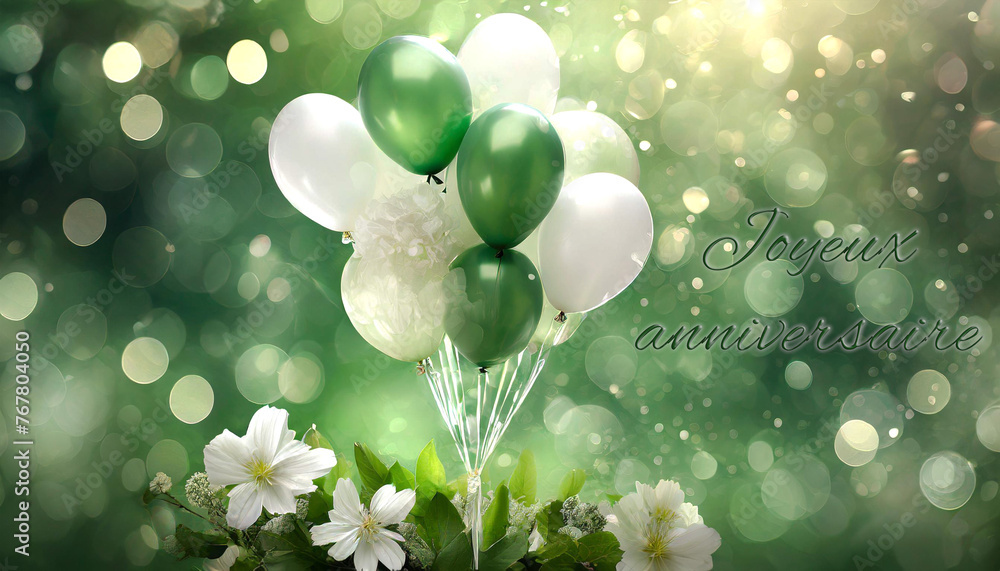 Souhaiter Un Joyeux Anniversaire Avec Des Fleurs carte ou bandeau pour souhaiter un joyeux anniversaire en vert avec un