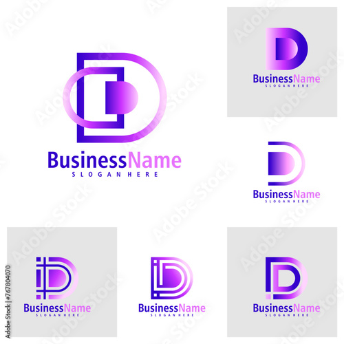Set of Letter D logo design vector. Creative Initial D logo concepts template