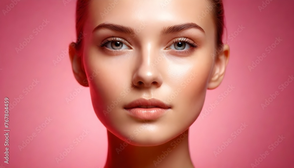 Portrait of young beautiful woman with perfect smooth skin. Concept of natural beauty, cosmetology, cosmetics, skin care and plastic surgery, modeling and cosmetic uses Portrait of young beautiful woman with perfect smooth skin. Concept of natural beauty, cosmetology, cosmetics, skin care and plastic surgery, modeling and cosmetic uses