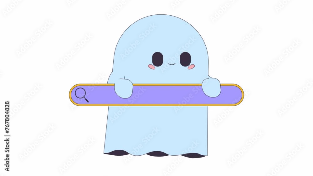 Using anonymous search engine line 2D animation. Little ghost holding webpage field 4K video motion graphic. Hiding personality on internet linear animated cartoon flat concept, white background Using anonymous search engine line 2D animation. Little ghost holding webpage field 4K video motion graphic. Hiding personality on internet linear animated cartoon flat concept, white background