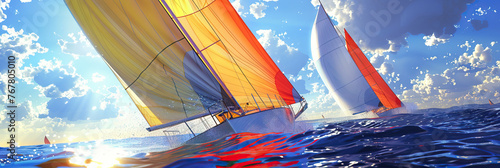 Sailing - Laser Class: A sailor maneuvering a laser class sailboat with skill and control photo
