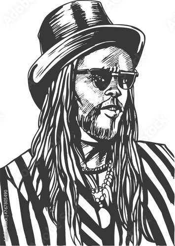 Portrait of a man voodoo shaman. Vector