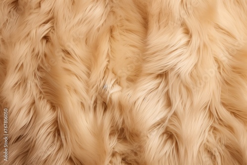 Beige sheepskin with soft fur. Natural fur for designers
