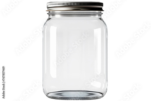 Captivating Containment: Glass Jar With Metal Lid. On a White or Clear Surface PNG Transparent Background.