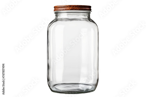 Illuminated Elixir: Glass Jar With Wooden Lid. On a White or Clear Surface PNG Transparent Background.