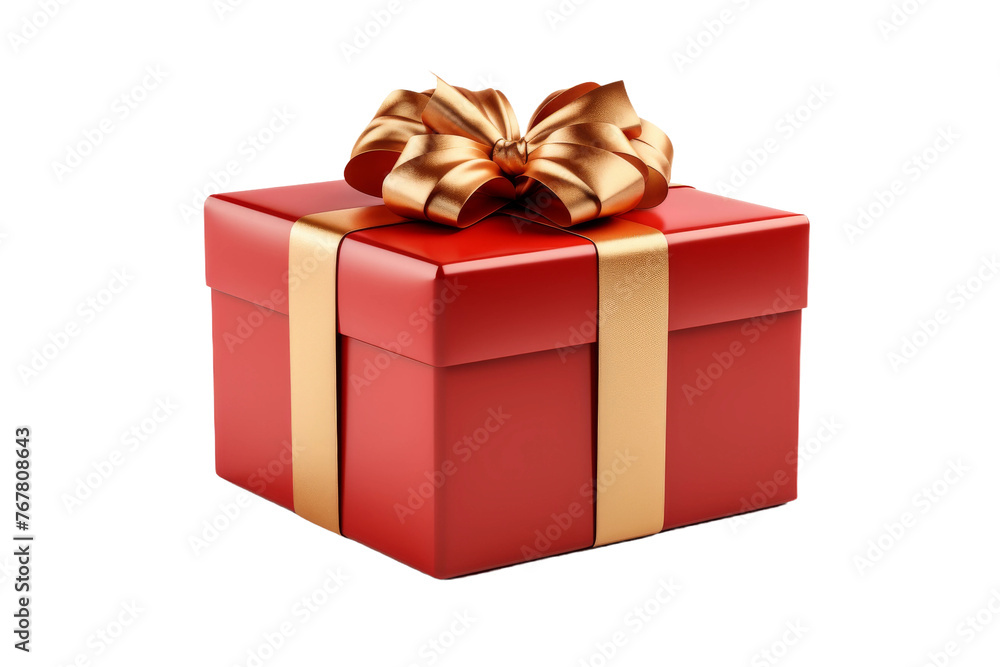 Gleaming Scarlet Surprise: Luxurious Red Gift Box With Elegant Gold Ribbon and Bow. On a White or Clear Surface PNG Transparent Background. Gleaming Scarlet Surprise: Luxurious Red Gift Box With Elegant Gold Ribbon and Bow. On a White or Clear Surface PNG Transparent Background.