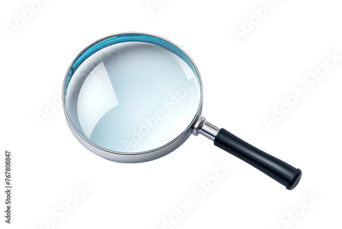 Enigmatic Exploration: Magnifying Glass On A White Canvas. On a White or Clear Surface PNG Transparent Background.