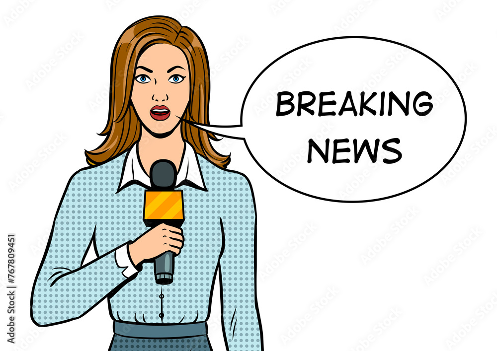 Journalist with microphone pop art PNG illustration with transparent background Journalist with microphone pop art PNG illustration with transparent background