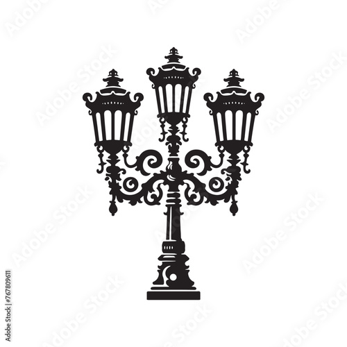 Vector Silhouette of Street Lamp: Urban Lighting Element in Simplified Form, street lamp vector stock.