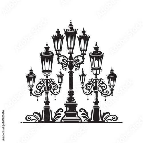 Vector Silhouette of Street Lamp  Urban Lighting Element in Simplified Form  street lamp vector stock.