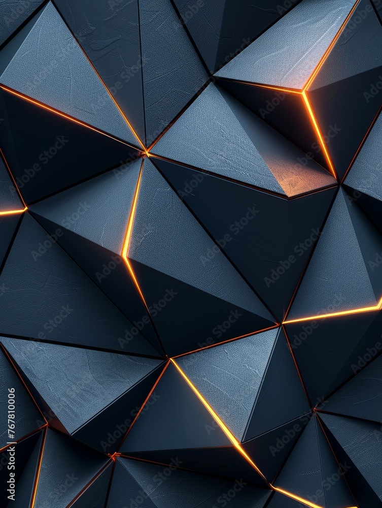 An abstract, futuristic design in black and blue with sleek, glossy finish, showcasing modernist stripes and triangles. An abstract, futuristic design in black and blue with sleek, glossy finish, showcasing modernist stripes and triangles.