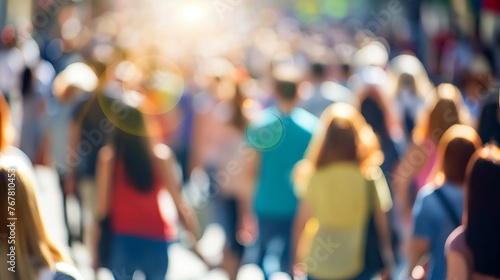 Wallpaper Mural  Crowd in the city, blurred people walking down the street, with a bokeh effect.  Torontodigital.ca