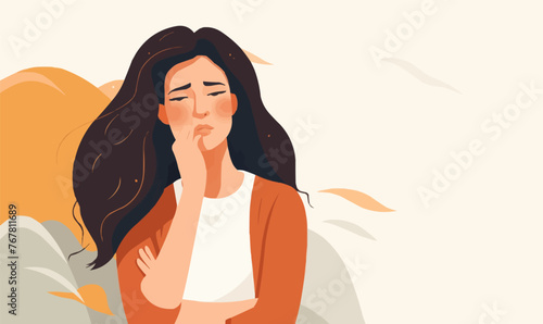 sad woman vector flat minimalistic isolated illustration