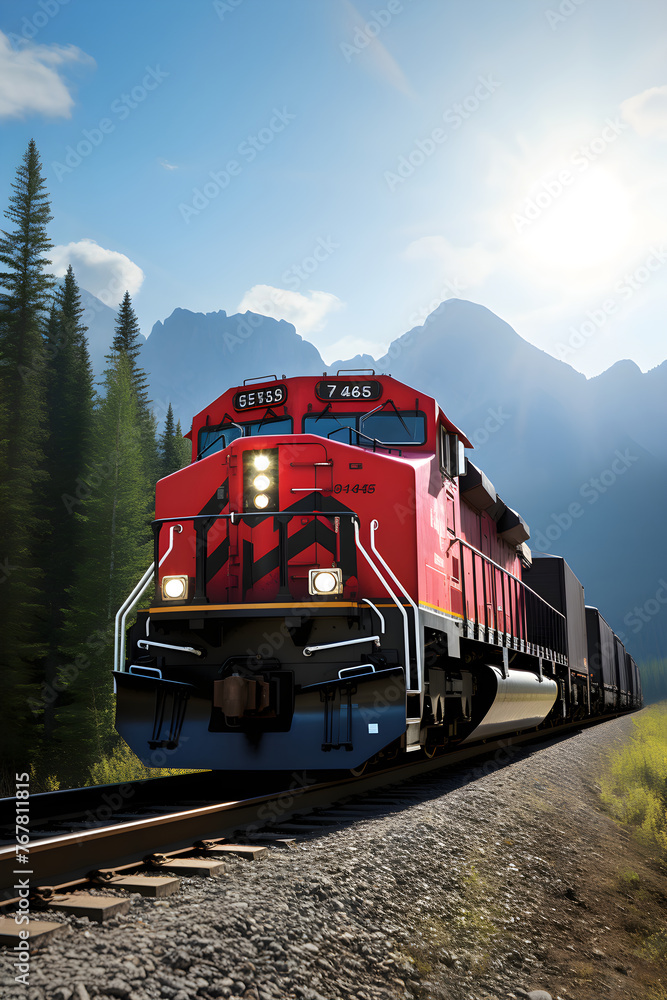 A Majestic CN Train Powering Through a Serene Landscape: A Victory of Industry Over Land