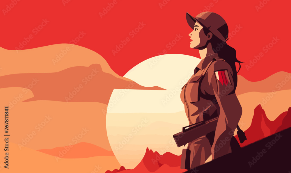woman soldier vector flat minimalistic isolated illustration - woman soldier vector flat minimalistic isolated illustration -